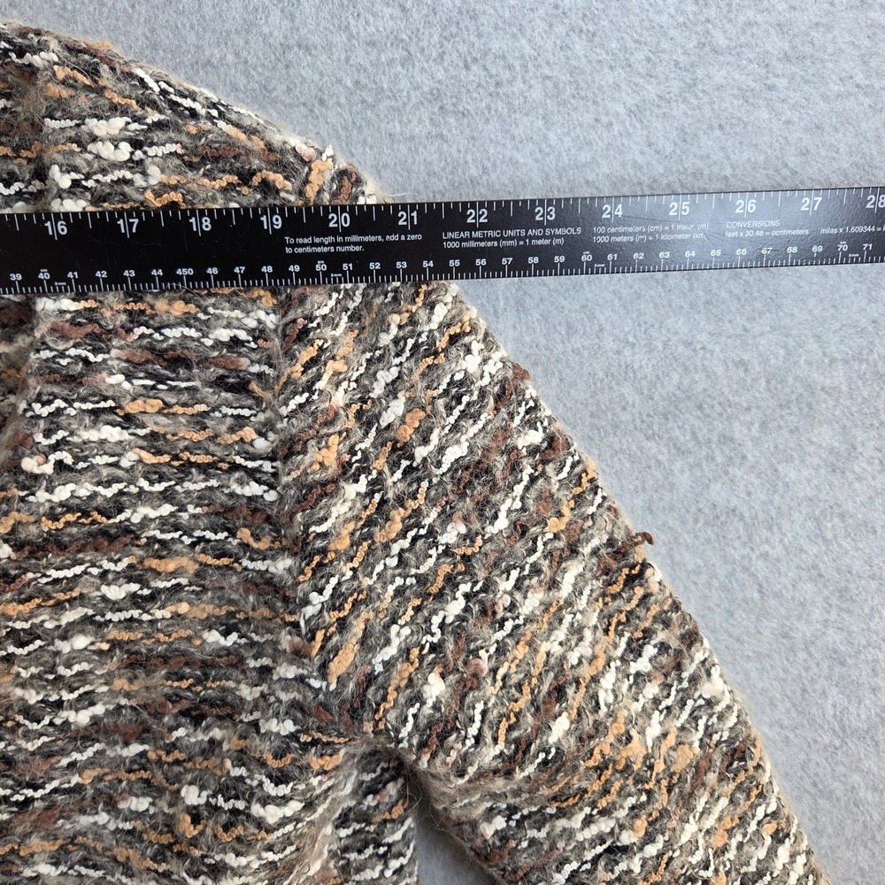 Vintage Cropped Bouclé Jacket Women Size 46 Brown Tan Tweed Ric-Rac Trim - Picture 8 of 8